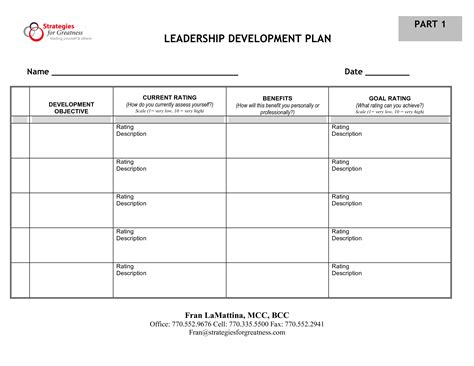 Printable Leadership Development Plan Template Word